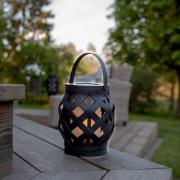 LED lantaarn Flame Lantern, zwart, hoogte 16 cm