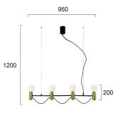 Hanglamp Volter, 4-lamps