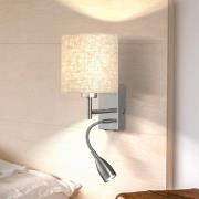 Wandlamp Dreamer LED leeslamp nikkel/linnen wit