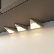 Prios Odia LED meubelverlichting, roestvrij staal, 3-lamps.