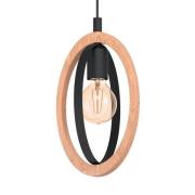 Hanglamp Basildon van hout/staal, 1-lamp
