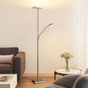 Lindby Sumani LED vloerlamp, hoekig, nikkel