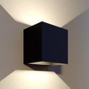 Lindby LED buiten wandlamp Glyn, zwart, metaal, 12cm, IP44