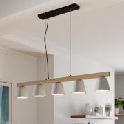 Lucande hanglamp Kalinda, grijs, beton, 110,5 cm lang, E14