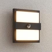 Lucande LED buiten wandlamp Gylfi, 20 cm, zwart, sensor