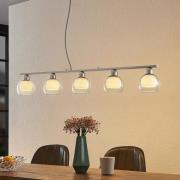 Lucande Kaiya hanglamp, glas, 5-lamps