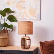 Tafellamp Woodrow van bamboe met stoffen kap