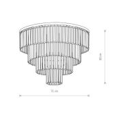 Plafondlamp Cristal, transparant/zwart, Ø 71 cm