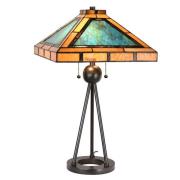 Tafellamp 5LL-6164, Tiffanydesign groen/bruin