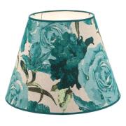 Kap Sofia hoogte 26 cm, bloemenmotief turquoise