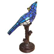 Tafellamp 5LL-6102BL vogel, blauw Tiffany stijl