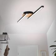 LED plafondlamp Go 2-lamps zwart/houtdecor lineair