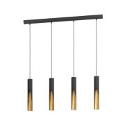 LED hanglamp Barbotto in zwart/goud, 4-lamp