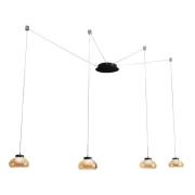 LED hanglamp Arabella, 4 lamps, zwart/amber