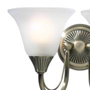 Boston wandlamp in antiek messing, 2-lamps uitvoering