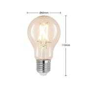 LED lamp E27 6W 2.700K filament, dimbaar helder 2 st