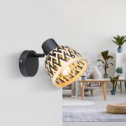 Wandlamp Colly met bamboe vlechtwerk-kap