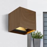 Buitenwandlamp Veronika up/down kubus houtoptiek