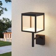 LED buitenwandlamp Cube met glazen kap, grafiet