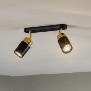 Reno plafondspot, 2-lamps, zwart/goud