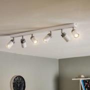 Reno plafondspot, 6-lamps, wit/chroom