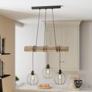 Hanglamp Karou, 3-lamps, grijs gebeitst