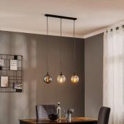Glassy hanglamp, 3-lamps, recht, grafiet/amber/helder, glas
