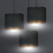 Hanglamp Jari stoffen kap 3-lamps rond zwart-goud