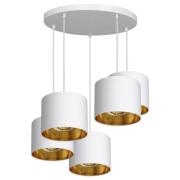 Hanglamp Soho, cilindrisch, rond 5-lamps wit/goud