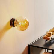 Glazen wandlamp, zwart, amber, glas, E14, Ø 14 cm