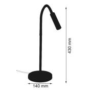 LED tafellamp Rocco nikkel mat flexibele arm grijs