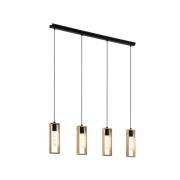 Hanglamp Littleton, zwart/bruin, 4-lamps