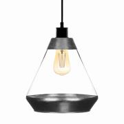 Hanglamp Lonceng van glas, decor zilver