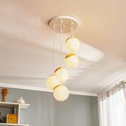 Hanglamp Sfera 5-lamps glas/hout licht