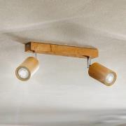 Plafondspot Cre van hout, 2-lamps