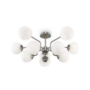 Maytoni plafondlamp Erich, nikkelkleurig, glas/metaal 10-lamps.