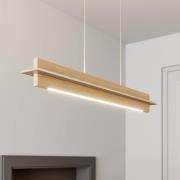 Quitani LED hanglamp Lexa, eiken/nikkel, lengte 78 cm