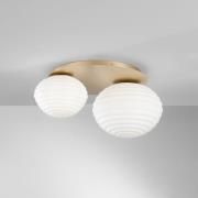 Ripple plafondlamp, goudkleurig/opaal, 2-lamps