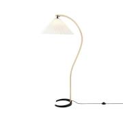 Gubi Timberline vloerlamp, houten frame, kap van wit canvas