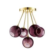 Ballroom Molecule plafondlamp, paars, glas, 5-lamps