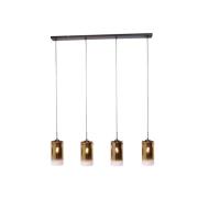 Ventotto hanglamp, zwart/goud, lengte 125 cm, 4-lamps.