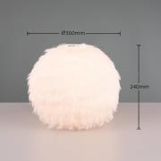 Harige tafellamp, hoogte 24 cm, zandkleurig, synthetisch pluche