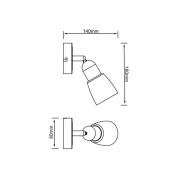 Sofia wandspot, ijzer/chroom/wit, projectie 19 cm