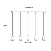 Hanglamp Evora, 5-lamps, balken, taupe