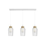 Hanglamp Nora, wit, transparant, 3-lamps bundel, glas