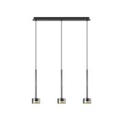 Hanglamp Tonic, zwart/chroom, balk, 3-lamps, metaal, glas