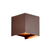 Buitenwandlamp Davos, corten, hoekig, dimbaar aluminium