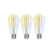 LUUMR Slimme LED E27 ST64 7W ZigBee Tuya Hue helder set van 3