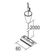 Ivela LKM kabelophanging 200 cm, blad 6 cm, wit