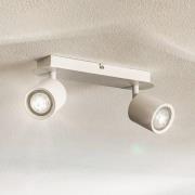 Plafondspot Modo van roestvrij staal, wit, 2-lamps